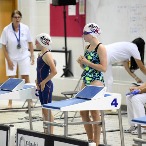Swimmers preparing to race